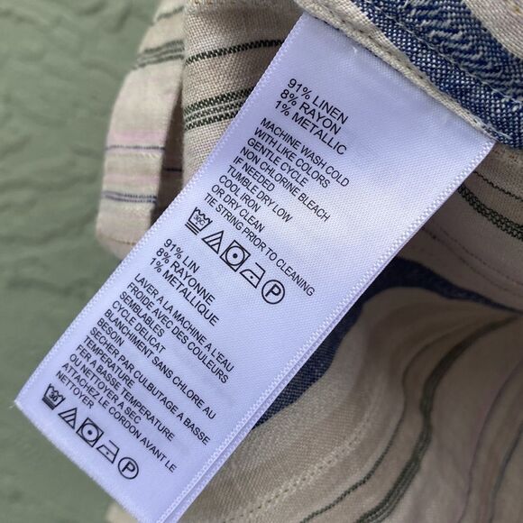 Tommy Bahama Sz XS Linen Metallic Boho 3/4 Sleeve Top - Picture 10 of 10